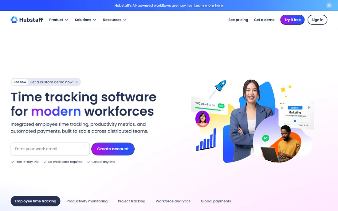 Hubstaff homepage