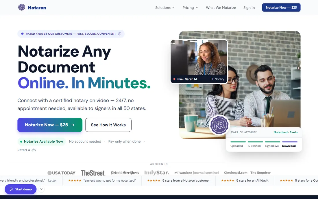 Notaron homepage