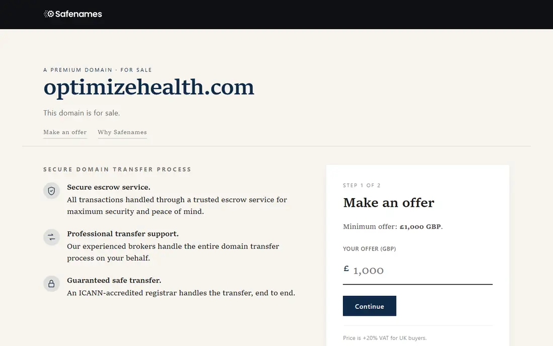 Optimize Health homepage