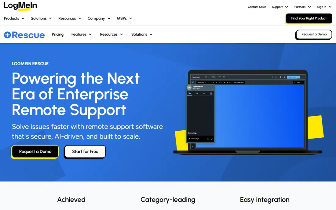 LogMeIn Rescue homepage