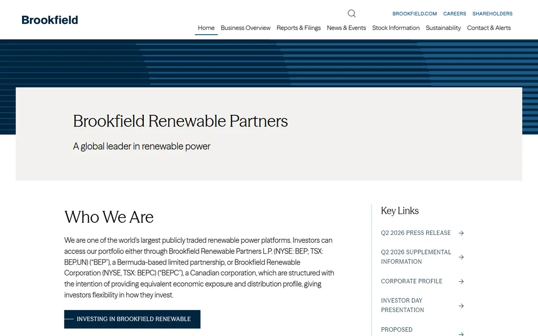 Brookfield Renewable homepage