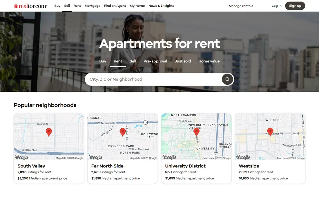 Realtor.com Rentals homepage