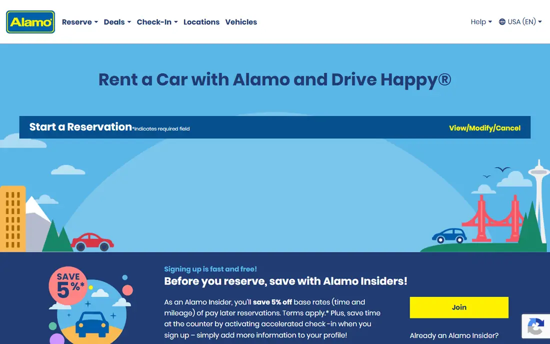 Alamo homepage