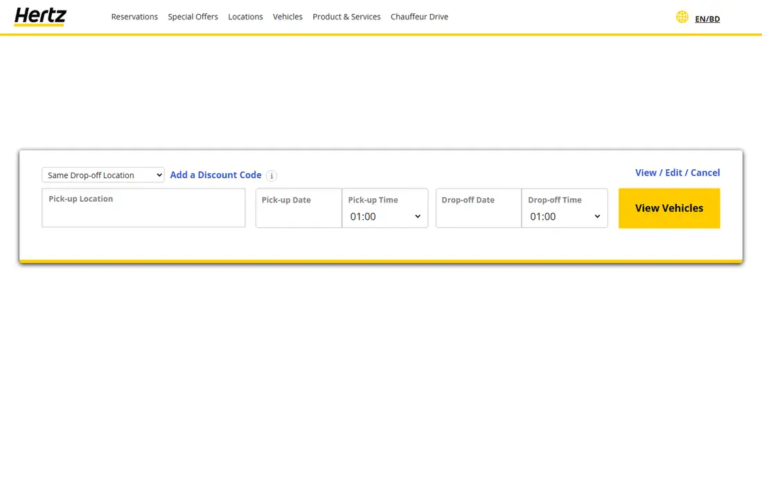 Hertz homepage