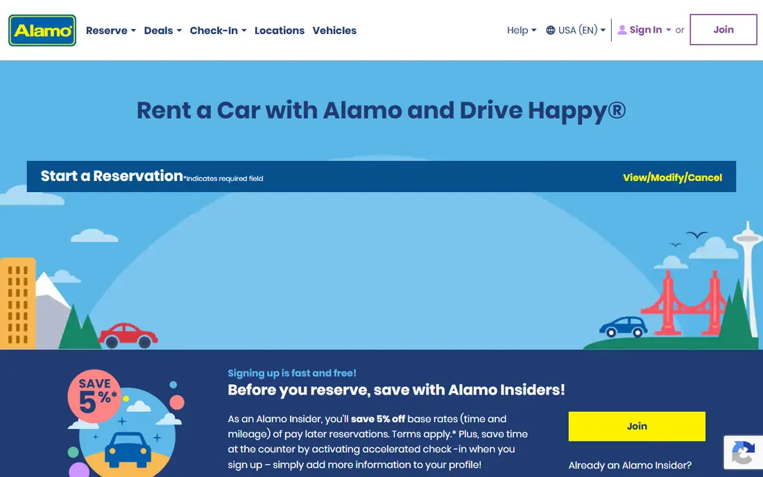 Alamo homepage