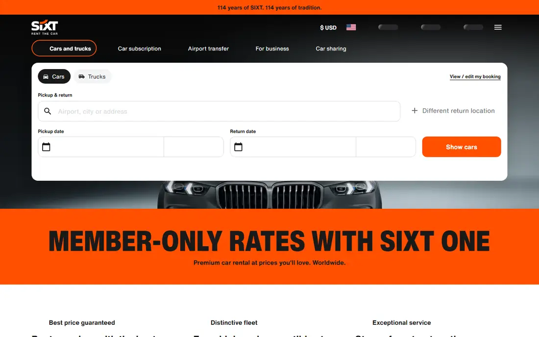 Sixt homepage