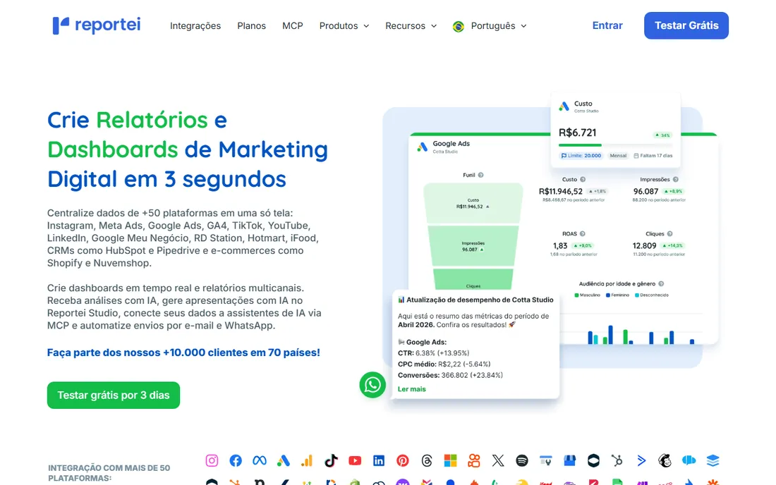 Reportei homepage