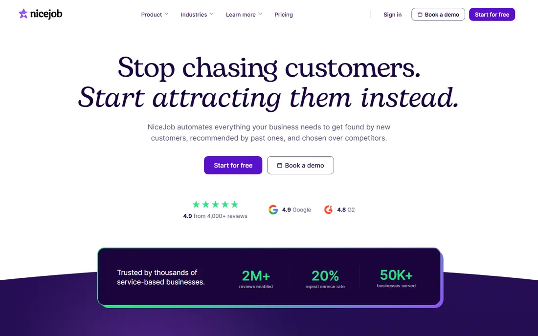 NiceJob homepage