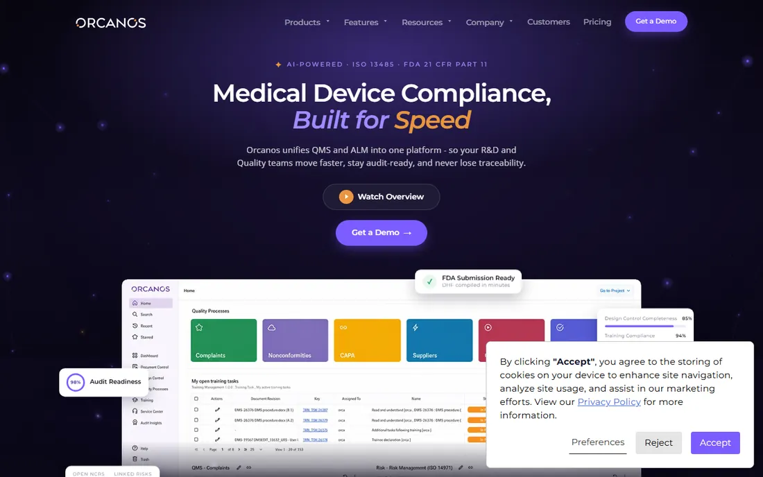 Orcanos homepage