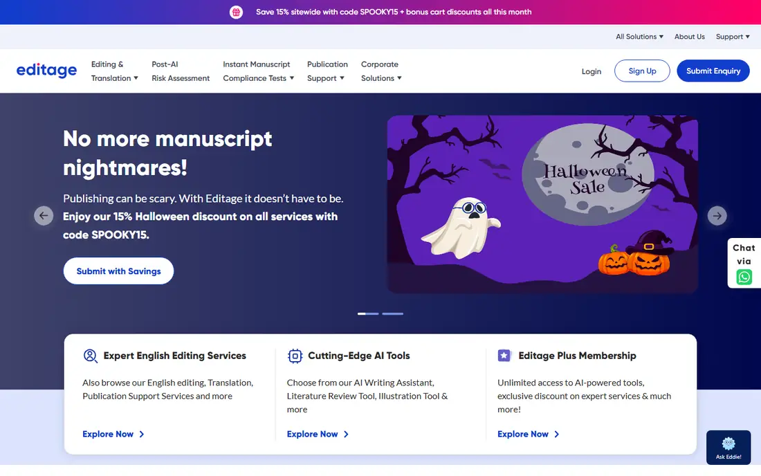 Editage homepage