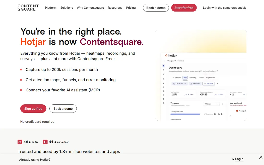 Hotjar homepage