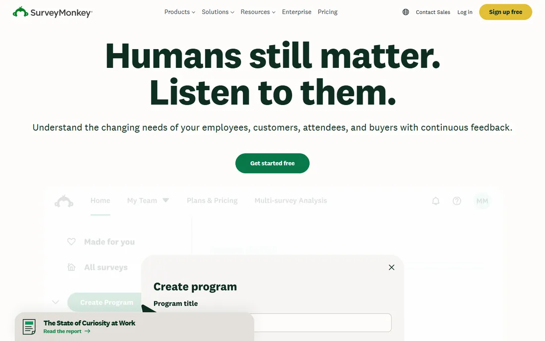 SurveyMonkey homepage