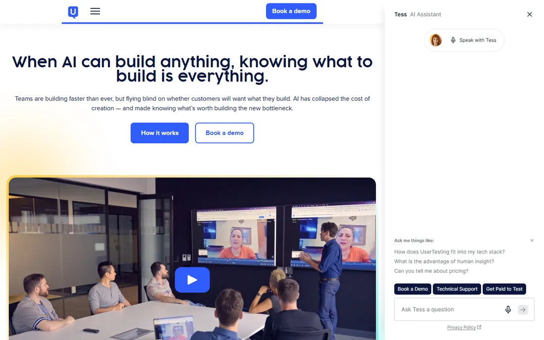UserTesting homepage