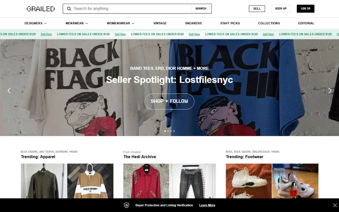 Grailed homepage