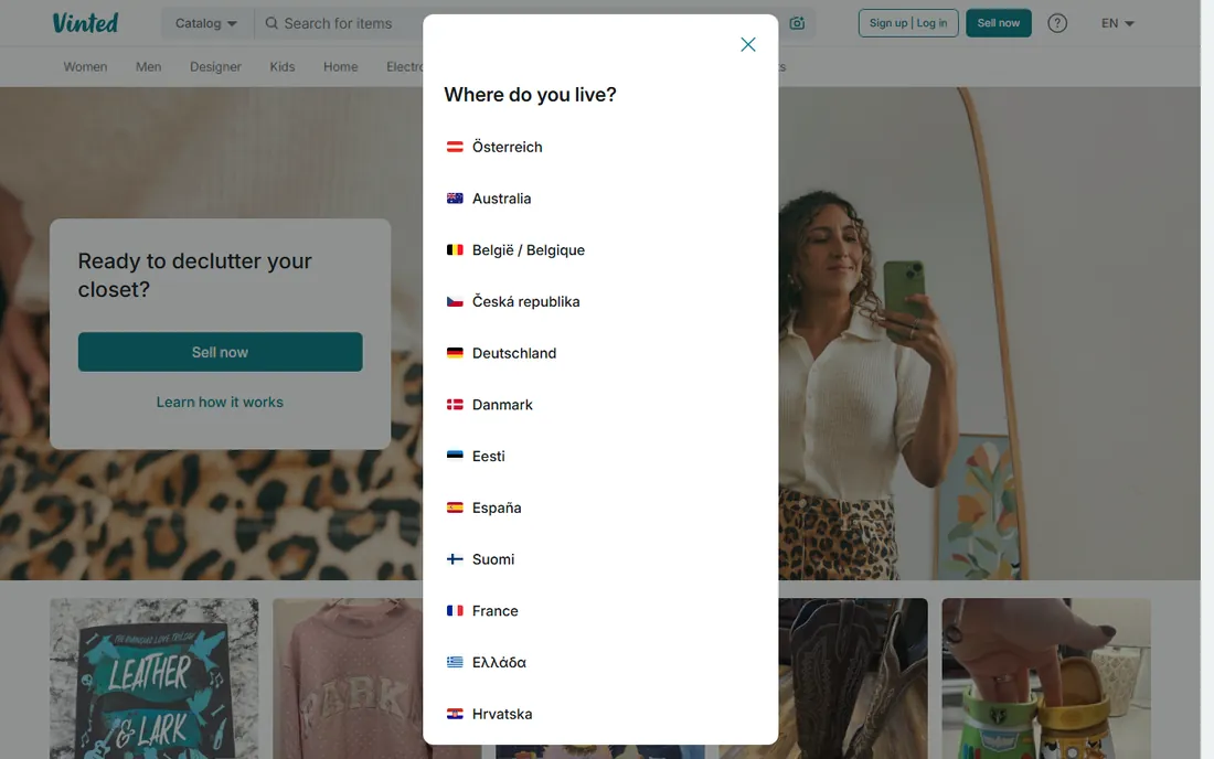 Vinted homepage