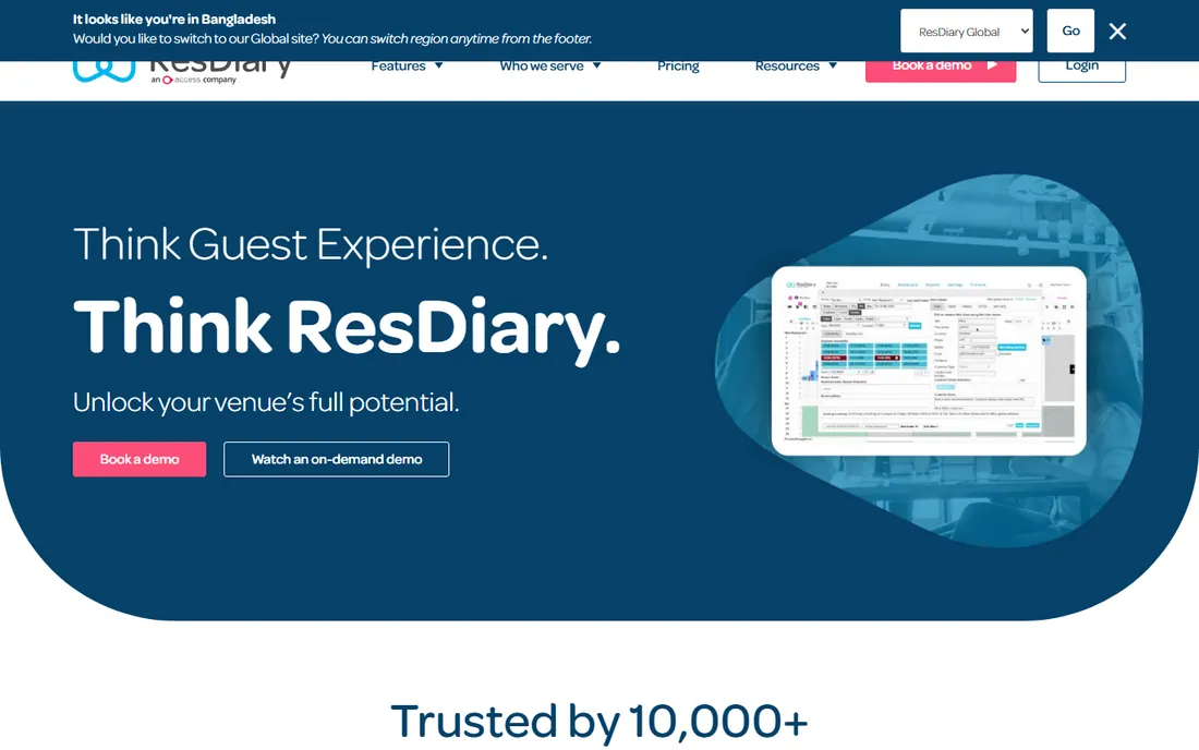 ResDiary homepage