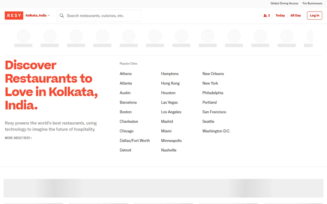 Resy homepage