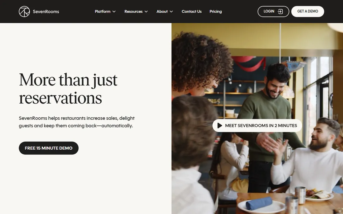 SevenRooms homepage