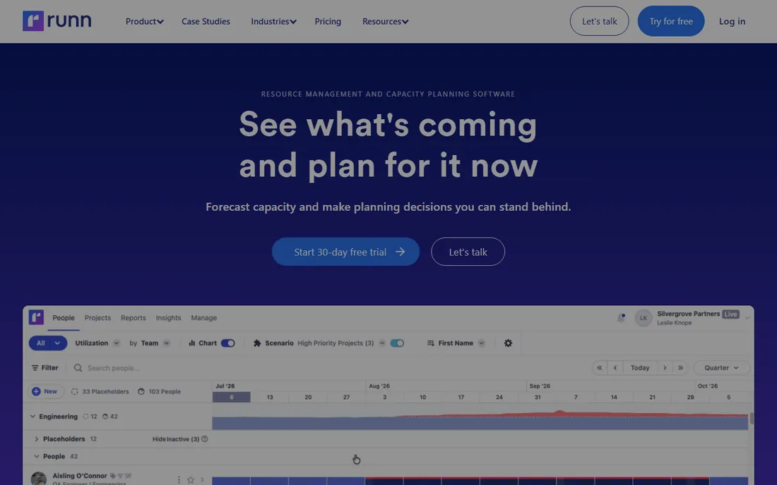 Runn homepage