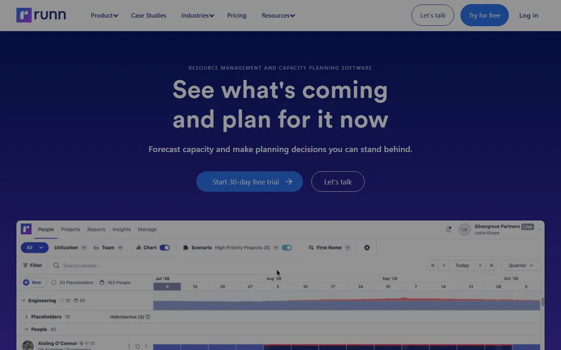 Runn homepage