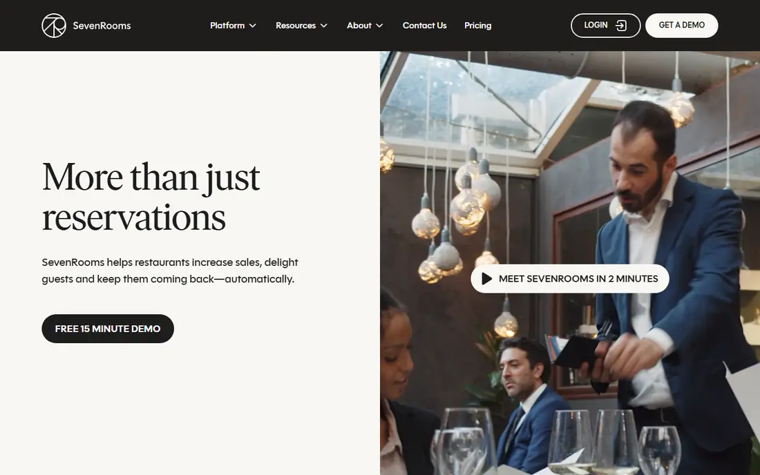 SevenRooms homepage