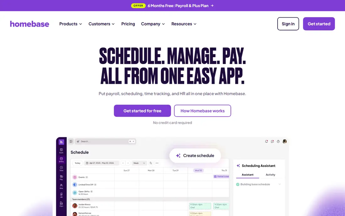 Homebase homepage