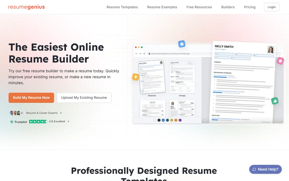 Resume Genius homepage