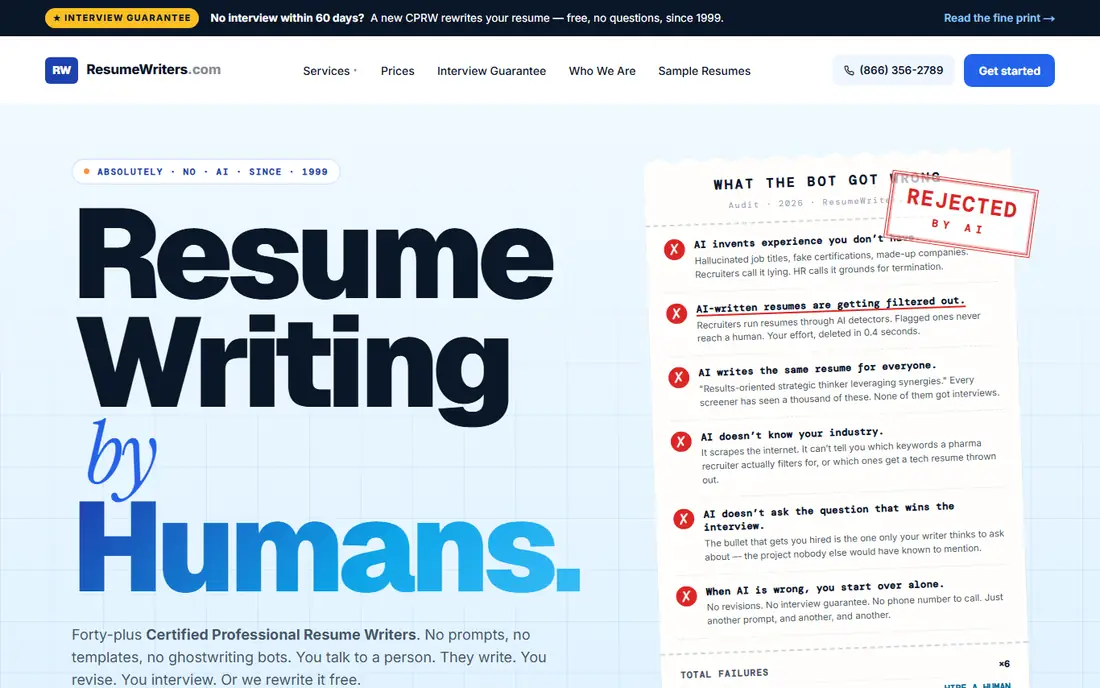 ResumeWriters.com homepage