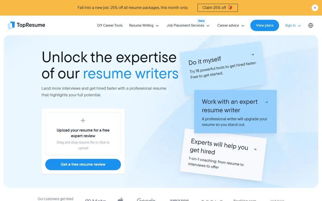 TopResume homepage