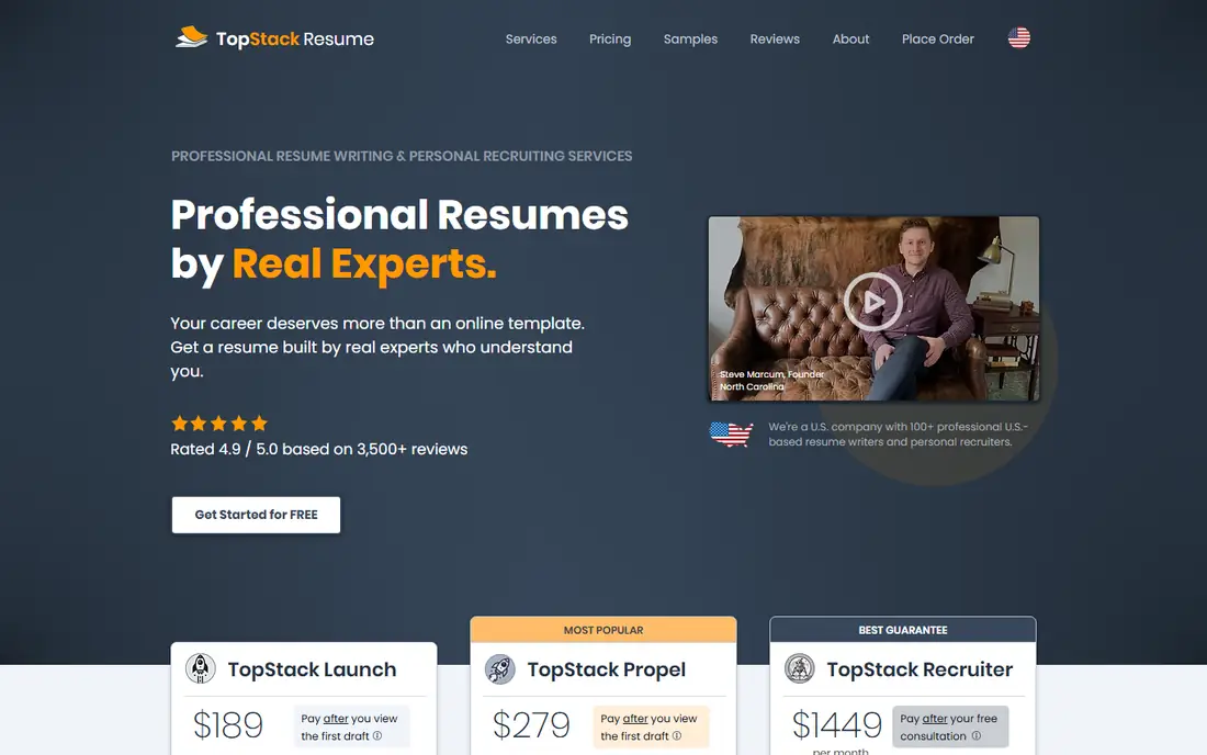 TopStack Resume homepage