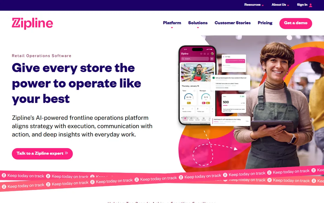Retail Zipline homepage
