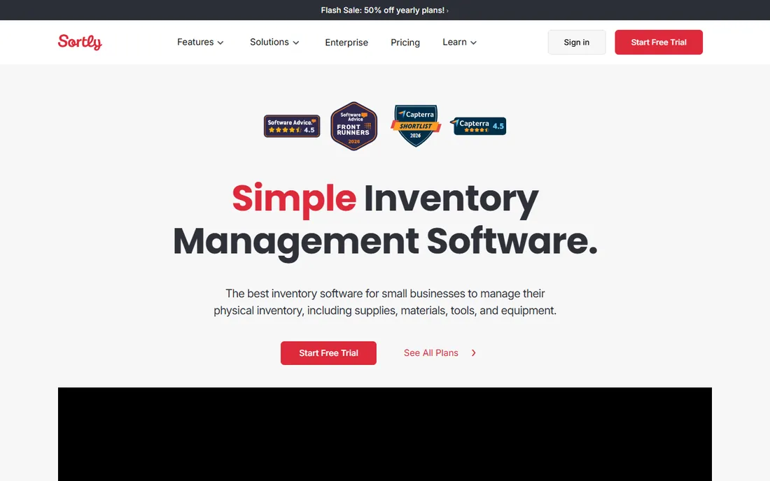 Sortly homepage
