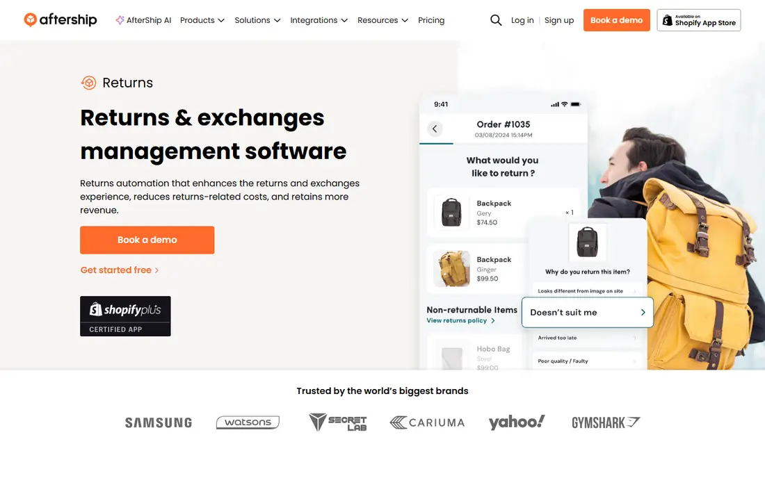 AfterShip Returns homepage
