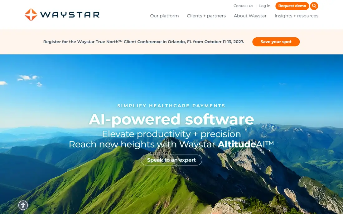 Waystar homepage