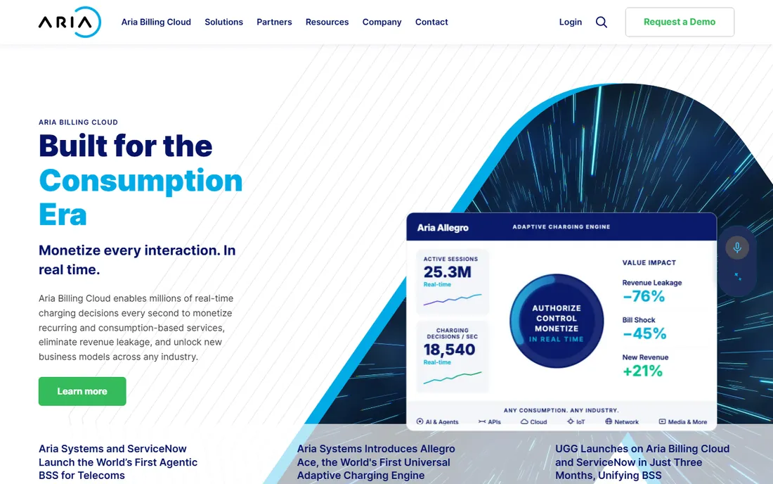 Aria Systems homepage