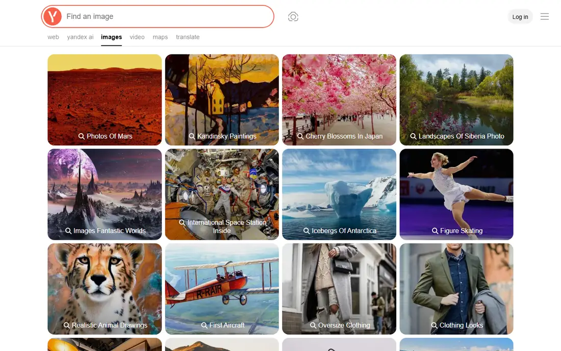 Yandex Images homepage