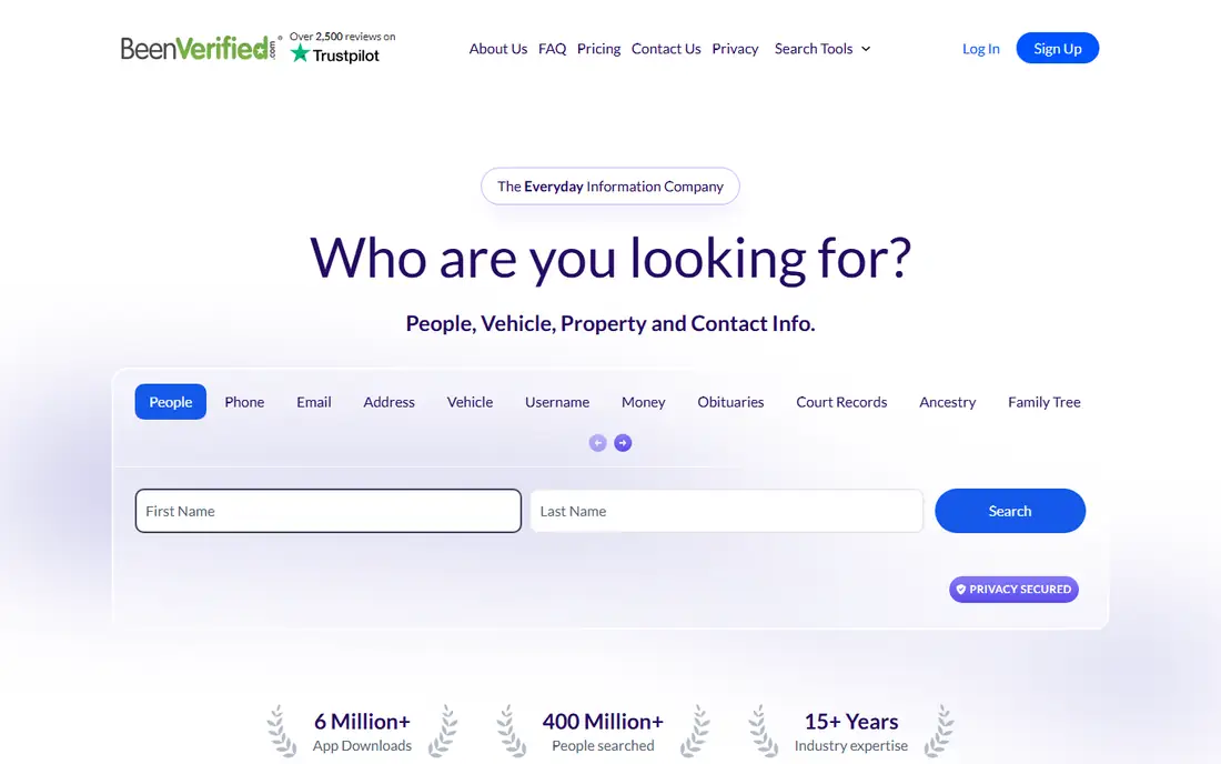 BeenVerified homepage