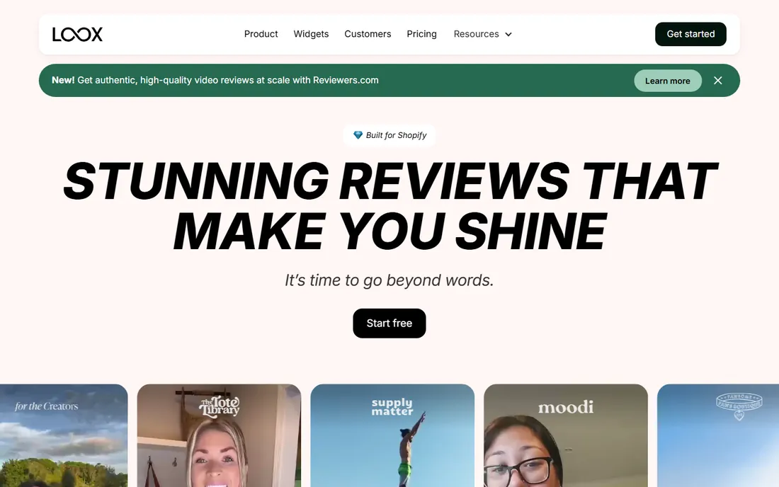 Loox homepage
