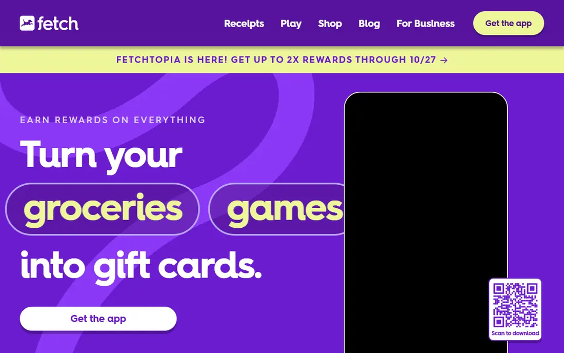 Fetch Rewards homepage