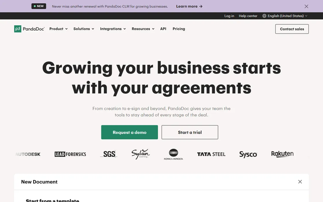 PandaDoc homepage
