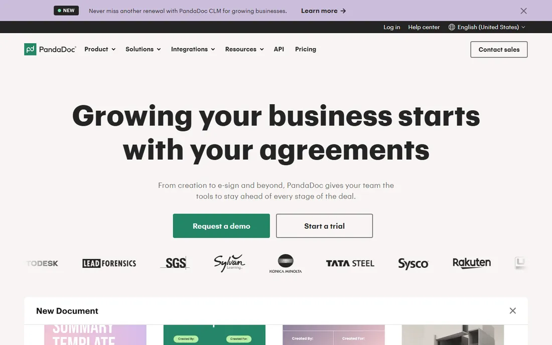 PandaDoc homepage