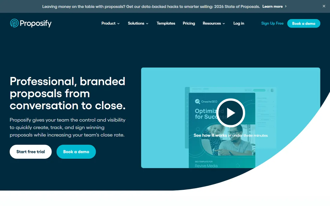 Proposify homepage