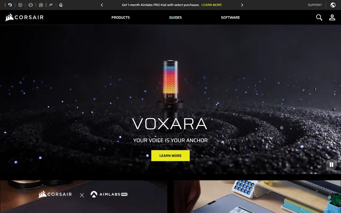 Corsair iCUE homepage