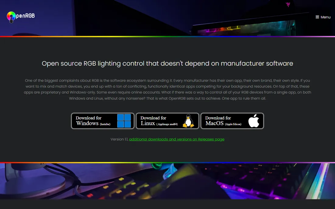 OpenRGB homepage