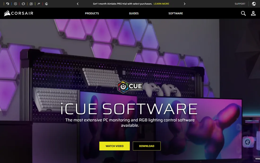 Corsair iCUE homepage