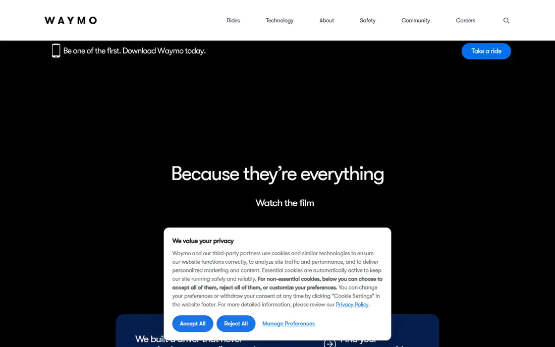 Waymo homepage