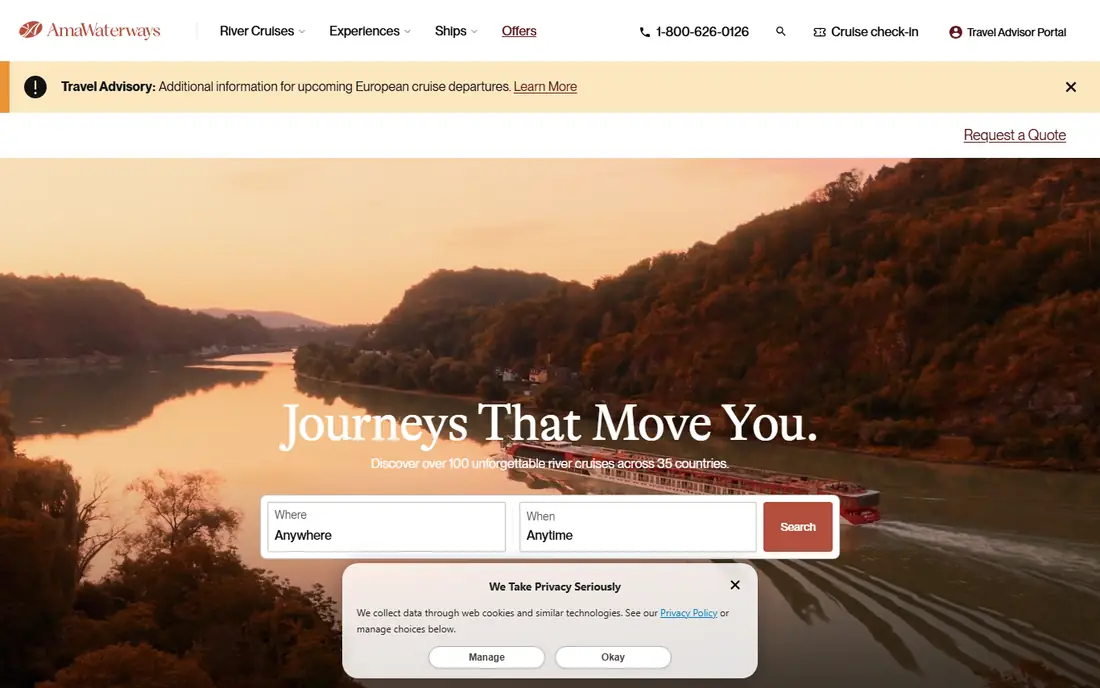AmaWaterways homepage