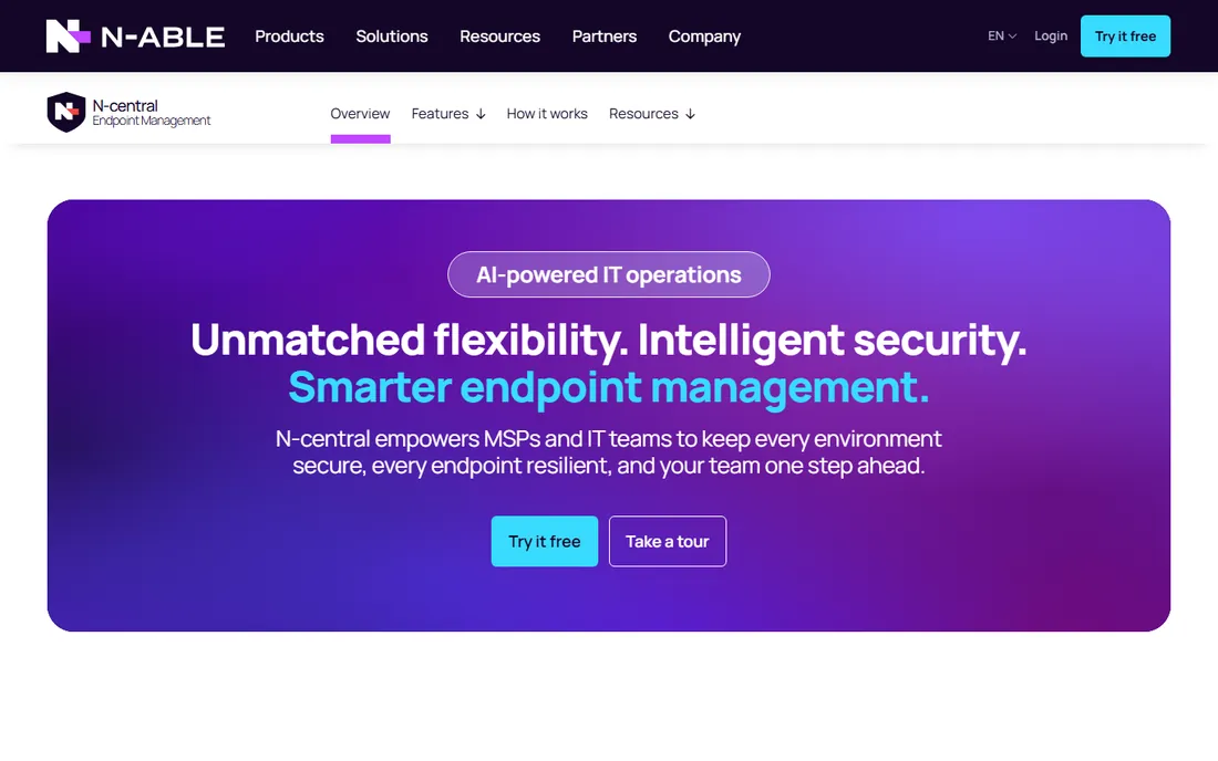 N-able N-central homepage