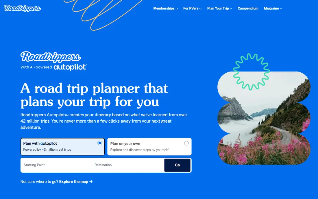 Roadtrippers homepage