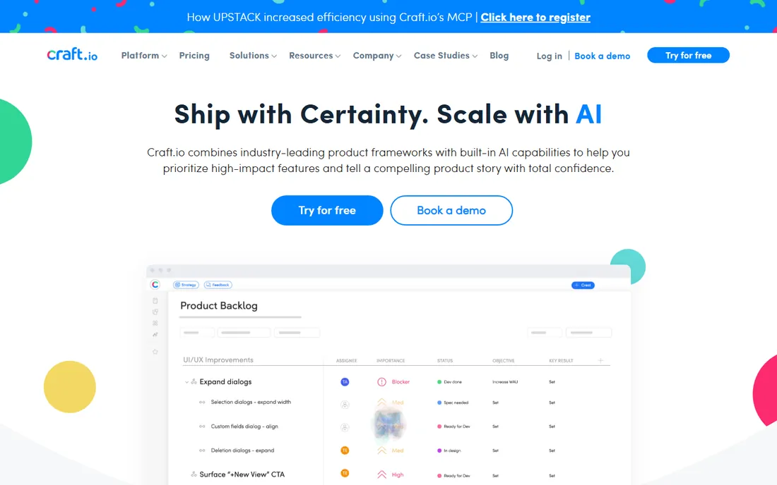 Craft.io homepage